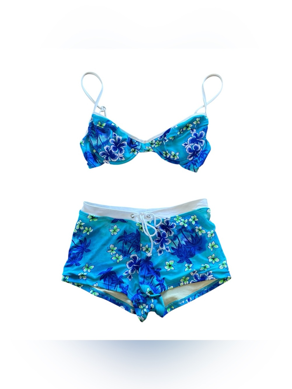 Vintage 90s y2k floral bikini set boy shorts